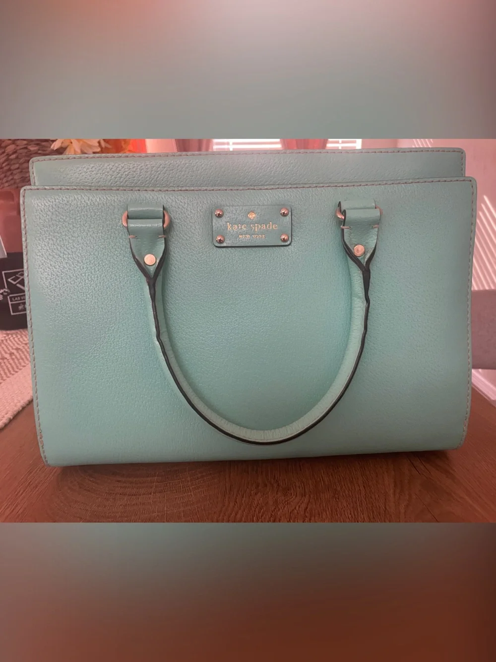 kate spade mint green leather satchel with gold hardware - Picture 1 of 1